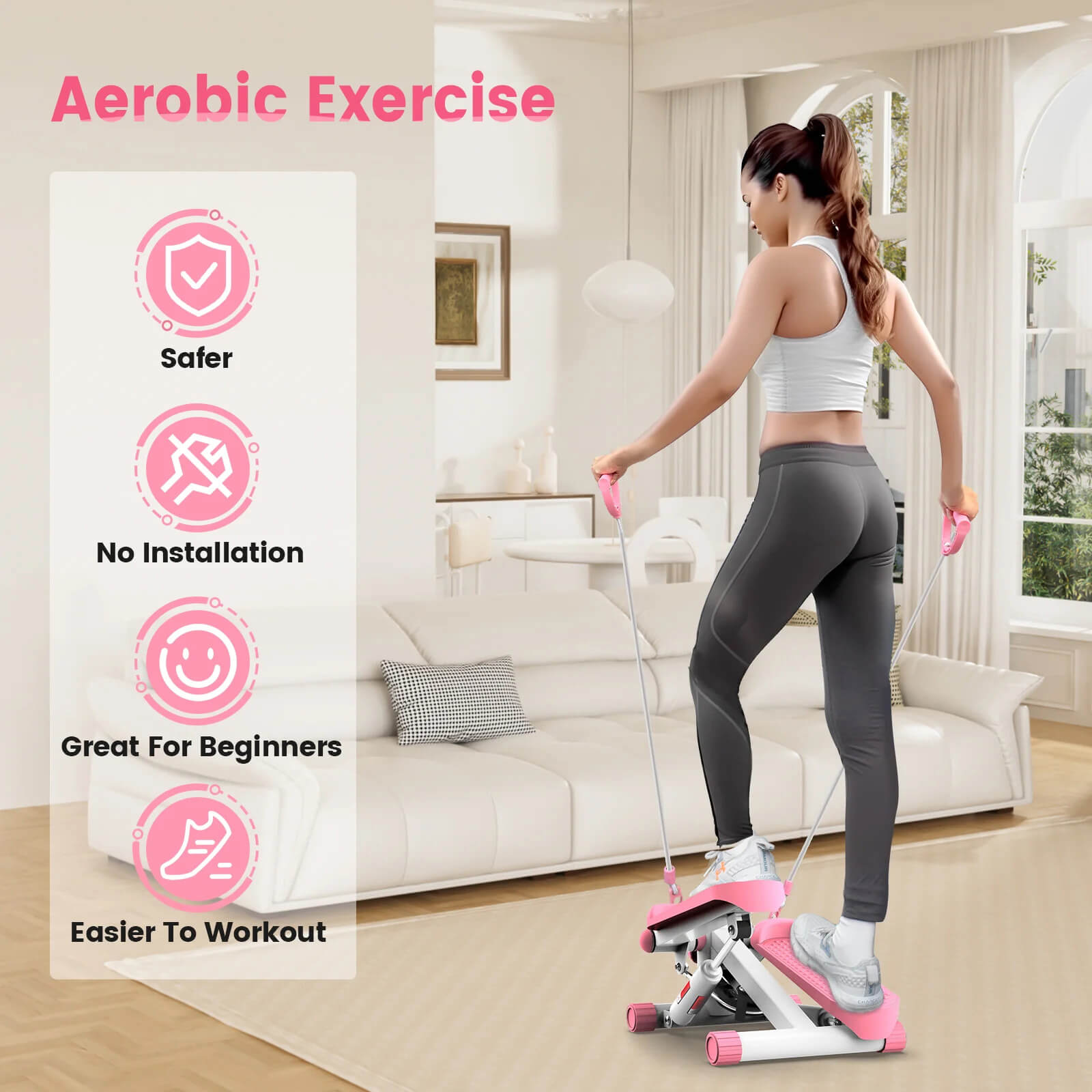 Yagud® Exercise Mini Stair Stepper Machine with Resistance Bands